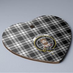 Clan Menzies Black & White Modern Tartan Crest Heart Ceramic Ornament MR84 Menzies Black & White Modern Tartan Tartan Christmas