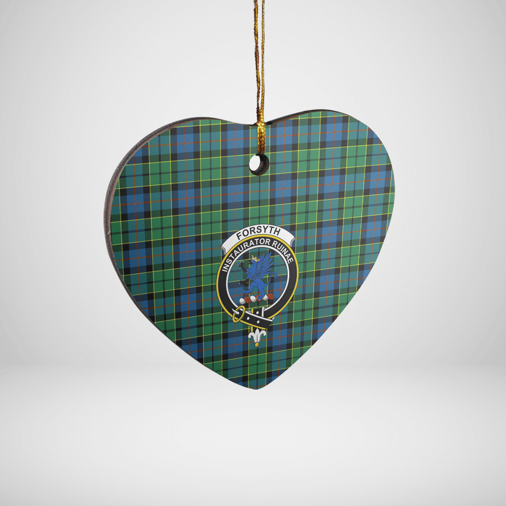 Clan Forsyth Ancient Tartan Crest Heart Ceramic Ornament CX63 Forsyth Ancient Tartan Tartan Christmas