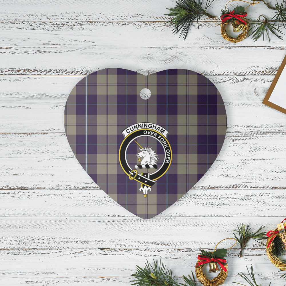 Clan Cunningham Dress Blue Dancers Tartan Crest Heart Ceramic Ornament FD12 Cunningham Dress Blue Dancers Tartan Tartan Christmas