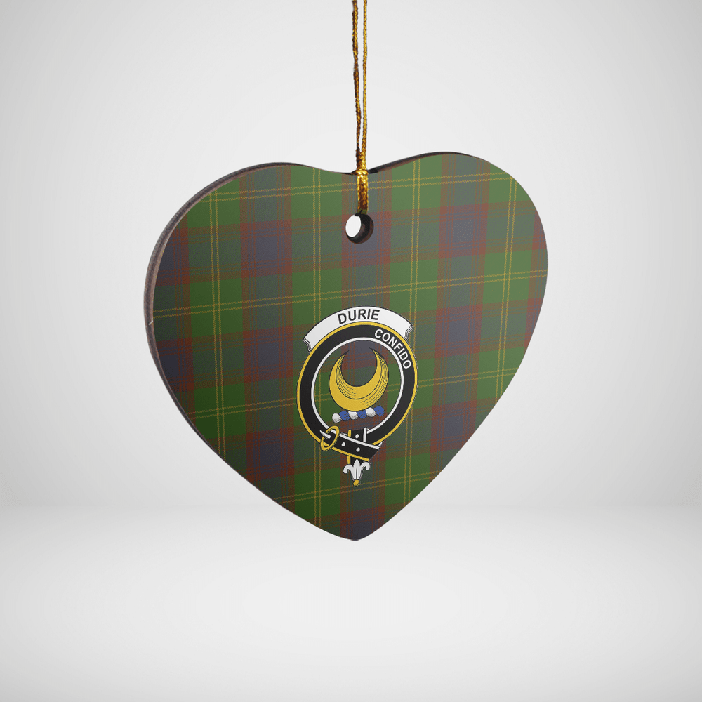 Clan Durie Tartan Crest Heart Ceramic Ornament FZ14 Durie Tartan Tartan Christmas