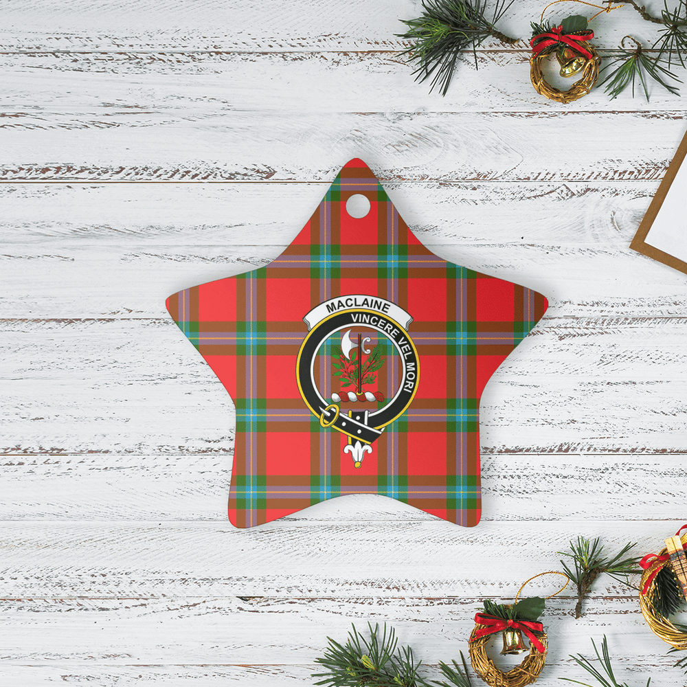Clan MacLaine of Loch Buie Tartan Crest Star Ceramic Ornament MO24 MacLaine of Loch Buie Tartan Tartan Christmas