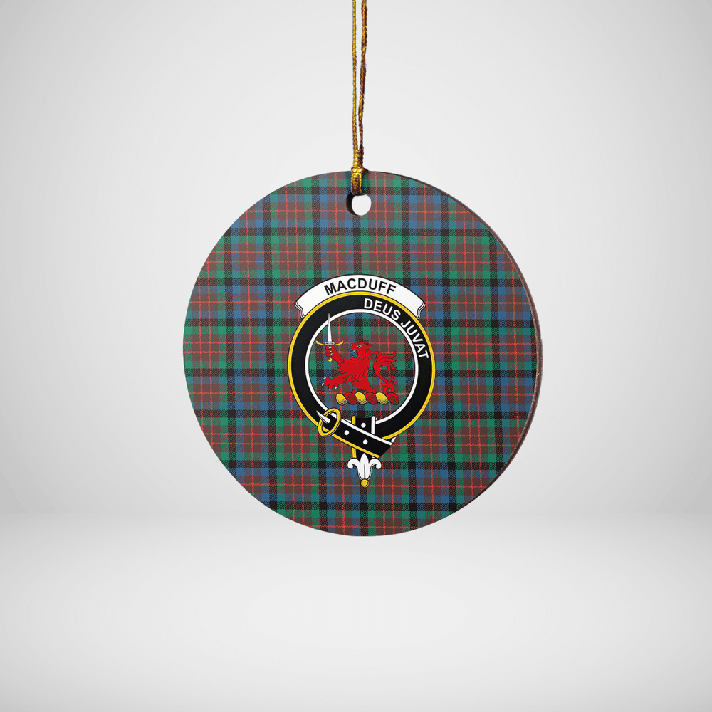 Clan MacDuff Hunting Ancient Tartan Crest Round Ceramic Ornament DM81 MacDuff Hunting Ancient Tartan Tartan Christmas
