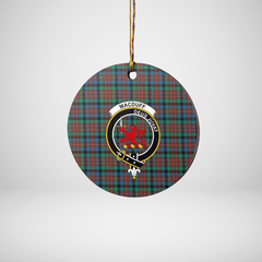 Clan MacDuff Hunting Ancient Tartan Crest Round Ceramic Ornament DM81 MacDuff Hunting Ancient Tartan Tartan Christmas