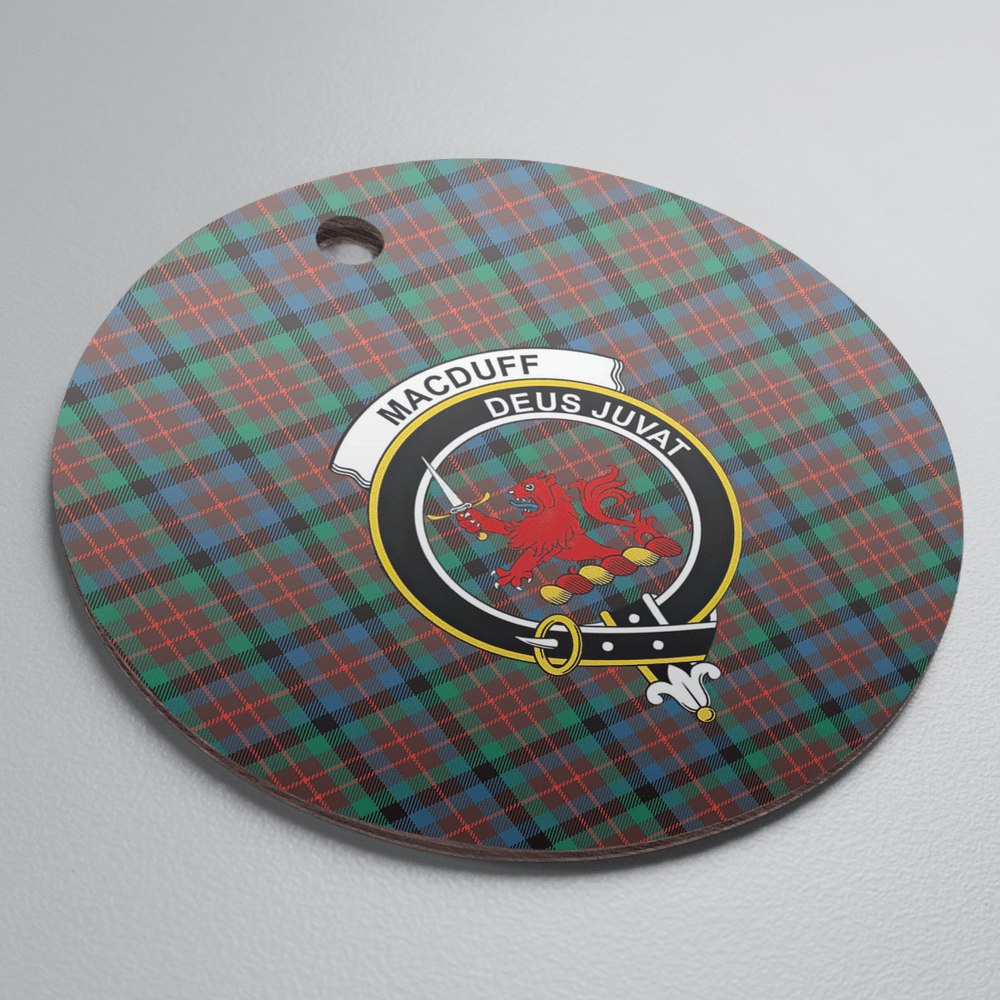 Clan MacDuff Hunting Ancient Tartan Crest Round Ceramic Ornament DM81 MacDuff Hunting Ancient Tartan Tartan Christmas