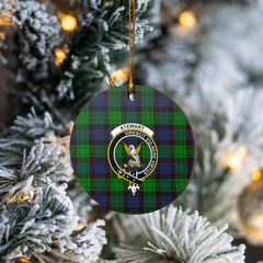 Clan Stewart Old Modern Tartan Crest Round Ceramic Ornament QF73 Stewart Old Modern Tartan Tartan Christmas