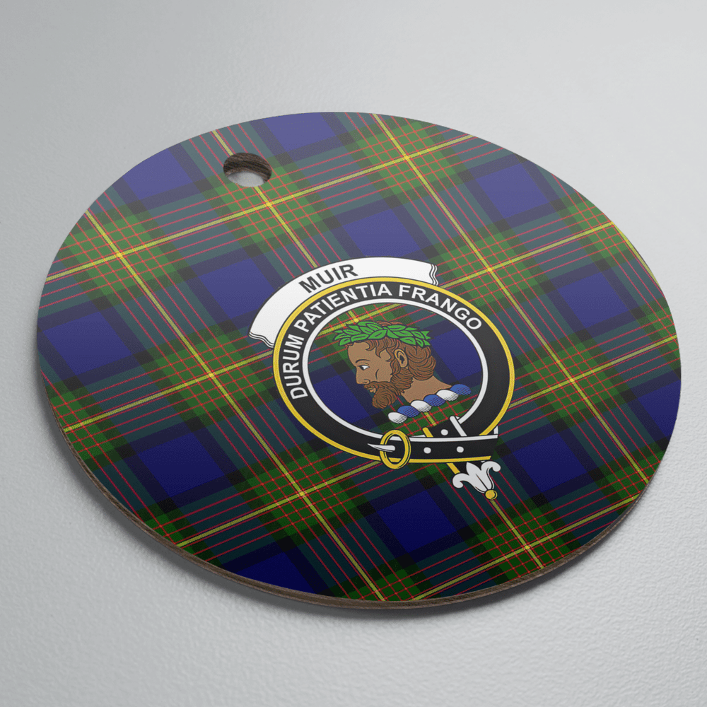 Clan Muir Tartan Crest Round Ceramic Ornament HV11 Muir Tartan Tartan Christmas