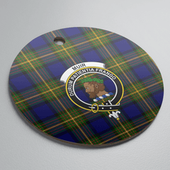 Clan Muir Tartan Crest Round Ceramic Ornament HV11 Muir Tartan Tartan Christmas