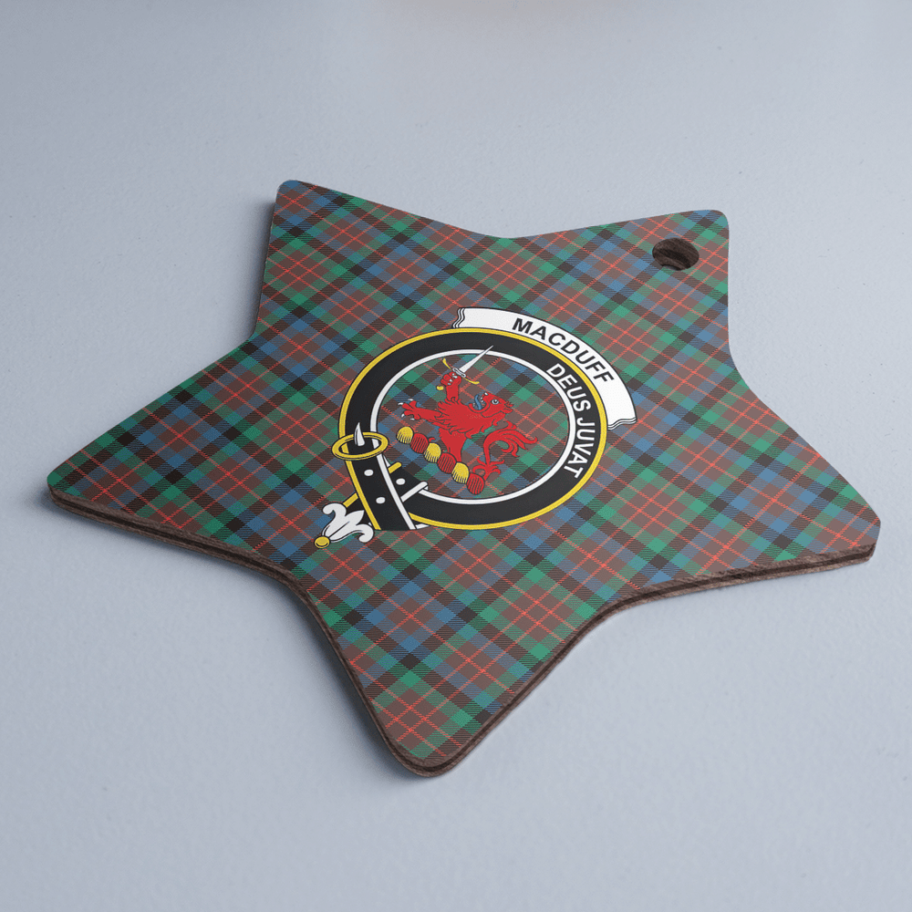 Clan MacDuff Hunting Ancient Tartan Crest Star Ceramic Ornament JQ90 MacDuff Hunting Ancient Tartan Tartan Christmas