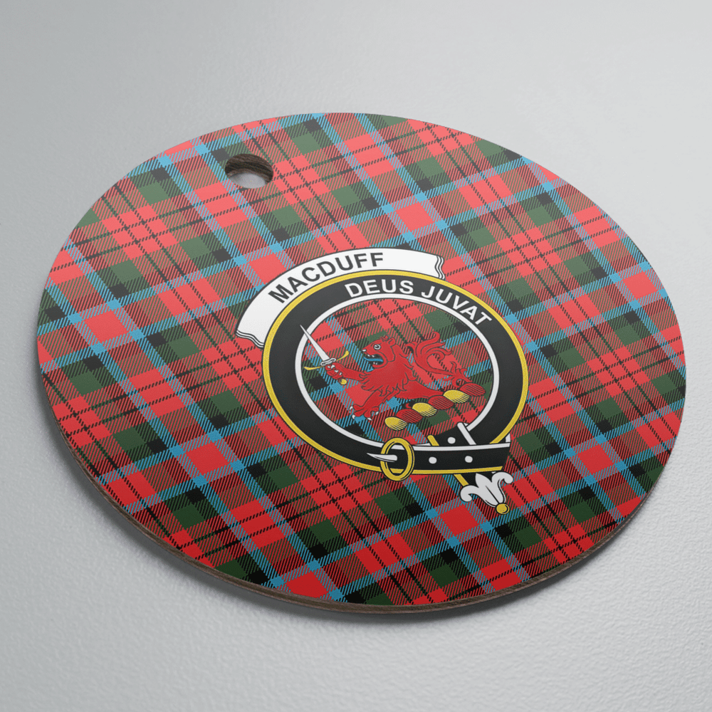 Clan MacDuff Modern Tartan Crest Round Ceramic Ornament FY76 MacDuff Modern Tartan Tartan Christmas