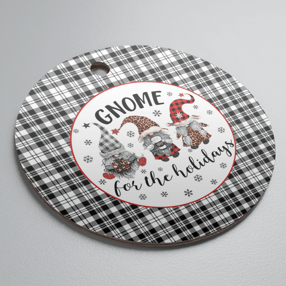 Clan Scott Black & White Modern Tartan Tartan Crest Gnome Round Ceramic Ornament XA13 Scott Black & White Modern Tartan Tartan Christmas