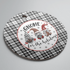 Clan Scott Black & White Modern Tartan Tartan Crest Gnome Round Ceramic Ornament XA13 Scott Black & White Modern Tartan Tartan Christmas