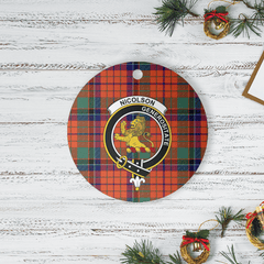 Clan Nicolson Ancient Tartan Crest Round Ceramic Ornament WE73 Nicolson Ancient Tartan Tartan Christmas