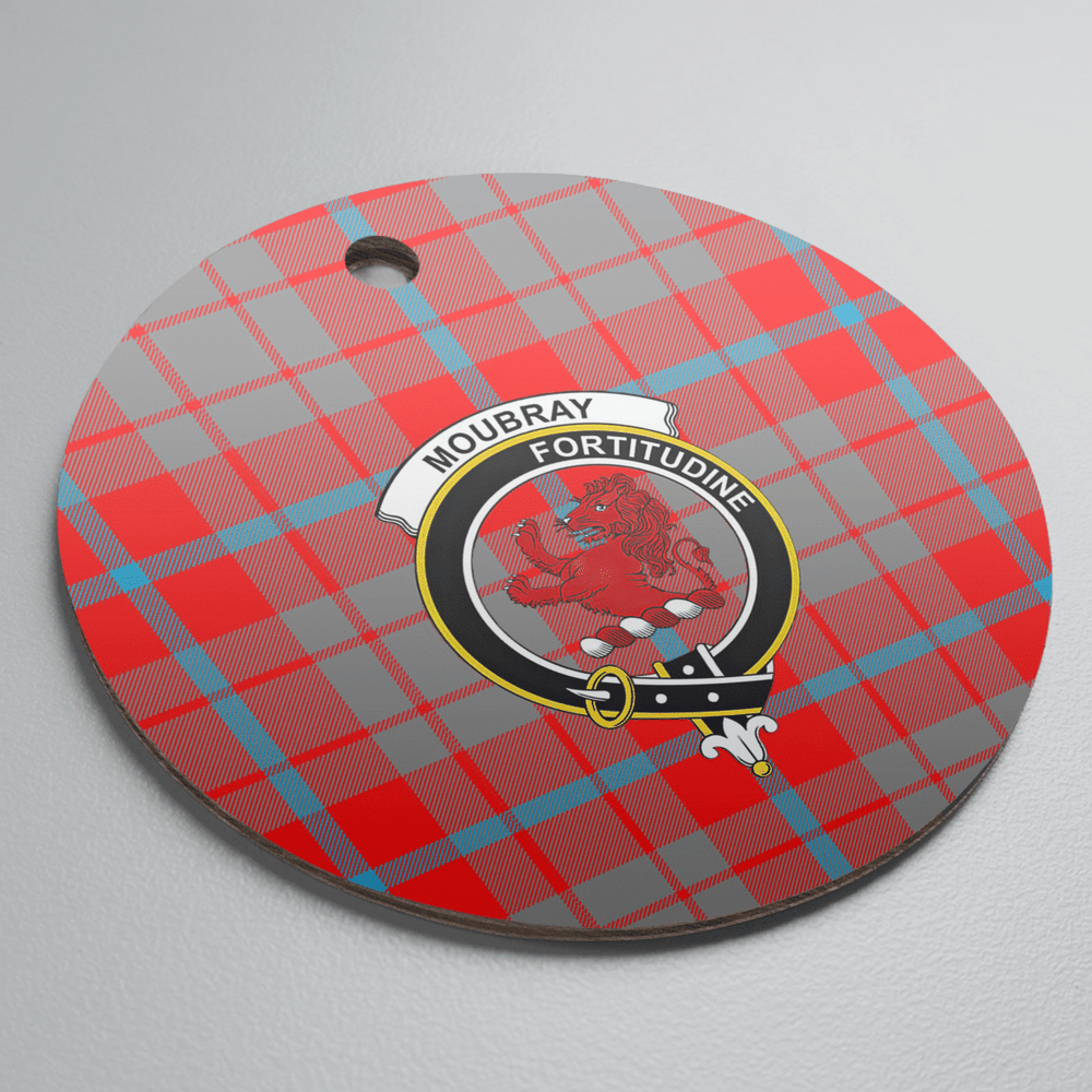 Clan Moubray Tartan Crest Round Ceramic Ornament PT40 Moubray Tartan Tartan Christmas