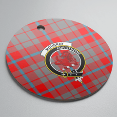 Clan Moubray Tartan Crest Round Ceramic Ornament PT40 Moubray Tartan Tartan Christmas