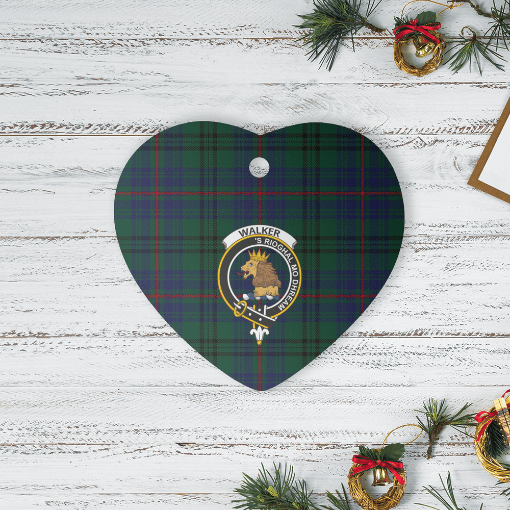 Clan Walker Hunting Modern Tartan Crest Heart Ceramic Ornament SM69 Walker Hunting Modern Tartan Tartan Christmas