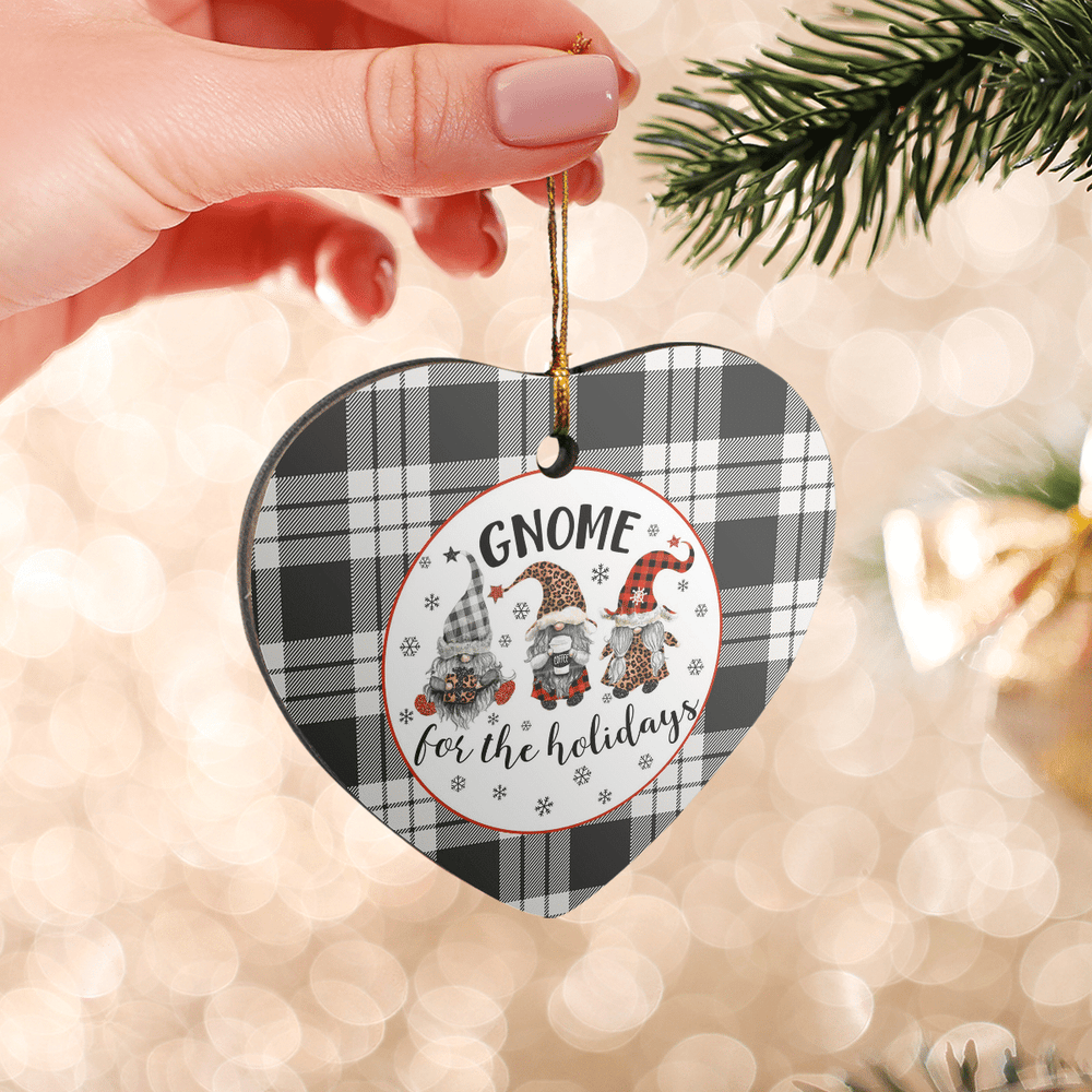 Clan MacFarlane Black & White Ancient Tartan Tartan Crest Gnome Heart Ceramic Ornament DA37 MacFarlane Black & White Ancient Tartan Tartan Christmas
