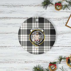 Clan MacFarlane Black & White Ancient Tartan Crest Round Ceramic Ornament ER46 MacFarlane Black & White Ancient Tartan Tartan Christmas
