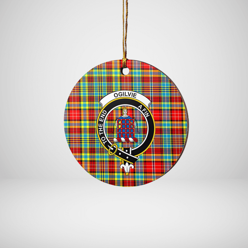 Clan Ogilvie Tartan Crest Round Ceramic Ornament JT12 Ogilvie Tartan Tartan Christmas