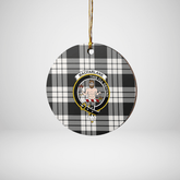 Clan MacFarlane Black & White Ancient Tartan Crest Round Ceramic Ornament ER46 MacFarlane Black & White Ancient Tartan Tartan Christmas