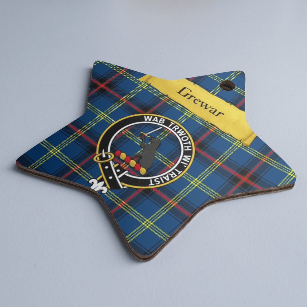 Clan Grewar Tartan Crest Star Ceramic Ornament IP37 Grewar Tartan Tartan Christmas