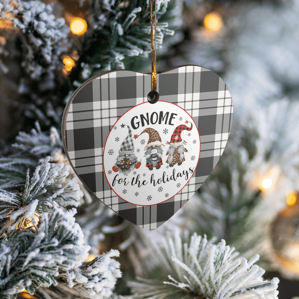 Clan MacFarlane Black & White Ancient Tartan Tartan Crest Gnome Heart Ceramic Ornament DA37 MacFarlane Black & White Ancient Tartan Tartan Christmas