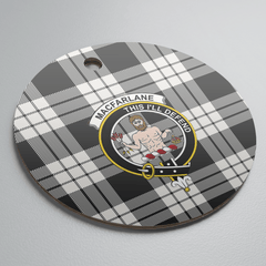 Clan MacFarlane Black & White Ancient Tartan Crest Round Ceramic Ornament ER46 MacFarlane Black & White Ancient Tartan Tartan Christmas