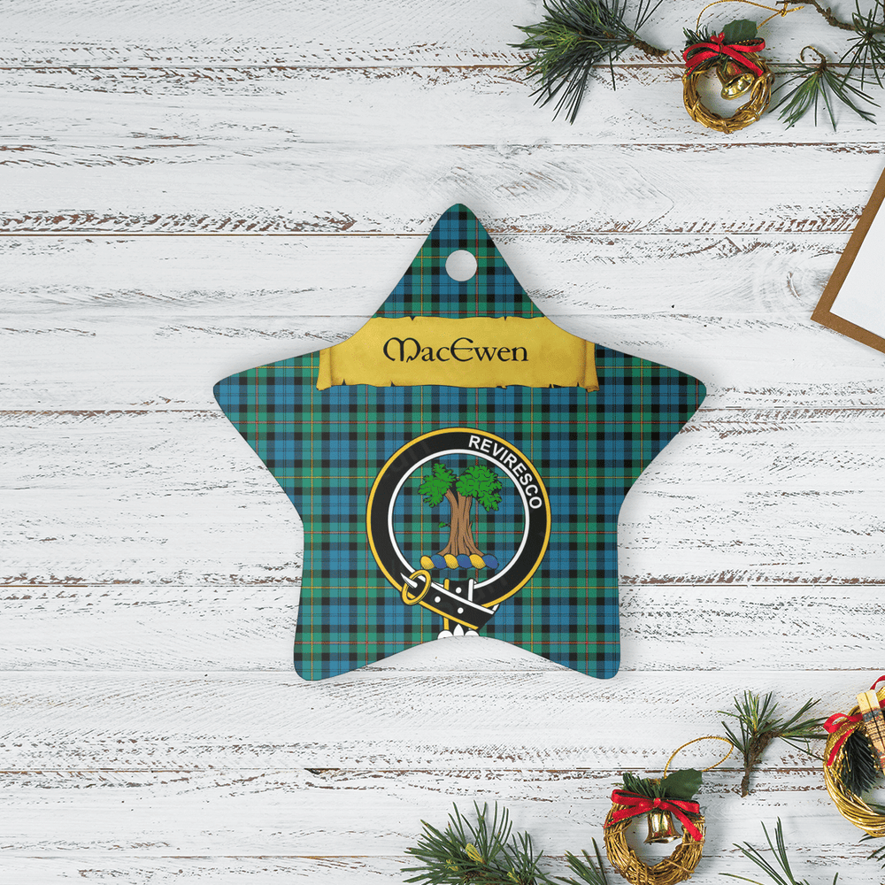 Clan MacEwen Ancient Tartan Crest Star Ceramic Ornament OH64 MacEwen Ancient Tartan Tartan Christmas