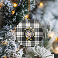 Clan MacFarlane Black & White Ancient Tartan Crest Round Ceramic Ornament ER46 MacFarlane Black & White Ancient Tartan Tartan Christmas