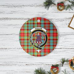 Clan Ogilvie Tartan Crest Round Ceramic Ornament JT12 Ogilvie Tartan Tartan Christmas