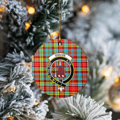 Clan Ogilvie Tartan Crest Round Ceramic Ornament JT12 Ogilvie Tartan Tartan Christmas