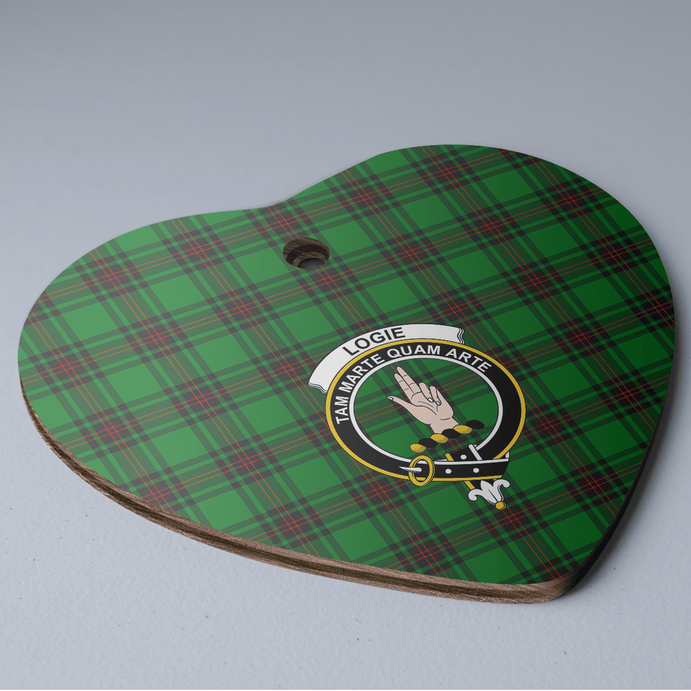 Clan Logie Tartan Crest Heart Ceramic Ornament YG29 Logie Tartan Tartan Christmas
