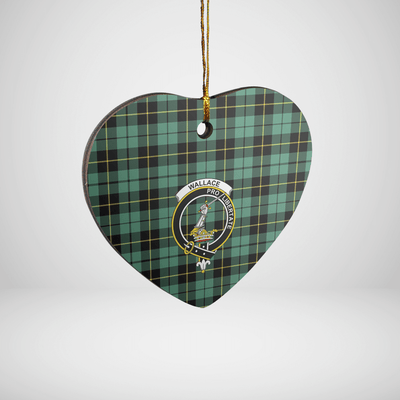 Clan Wallace Hunting Ancient Tartan Crest Heart Ceramic Ornament