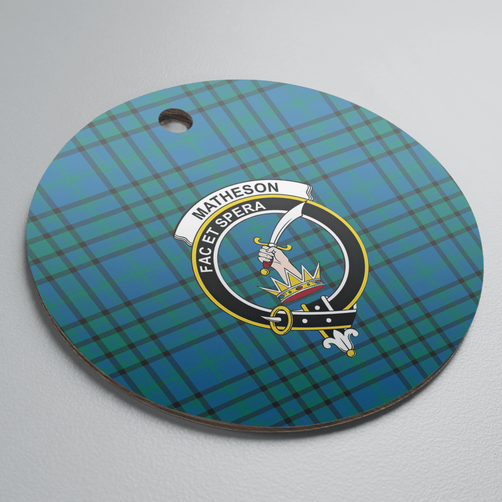Clan Matheson Hunting Ancient Tartan Crest Round Ceramic Ornament UP57 Matheson Hunting Ancient Tartan Tartan Christmas