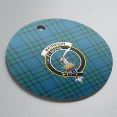 Clan Matheson Hunting Ancient Tartan Crest Round Ceramic Ornament UP57 Matheson Hunting Ancient Tartan Tartan Christmas