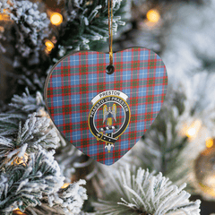 Clan Preston (Edinburgh) Tartan Crest Heart Ceramic Ornament LO97 Preston (Edinburgh) Tartan Tartan Christmas