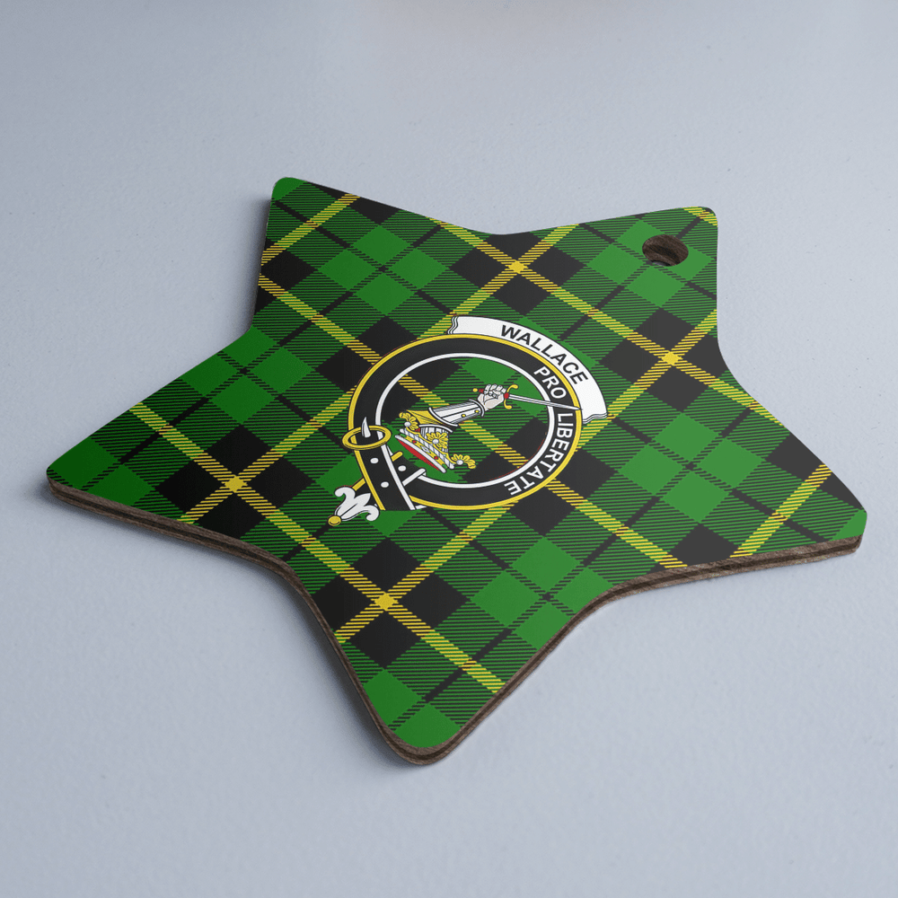 Clan Wallace Hunting Green Tartan Crest Star Ceramic Ornament BW32 Wallace Hunting Green Tartan Tartan Christmas