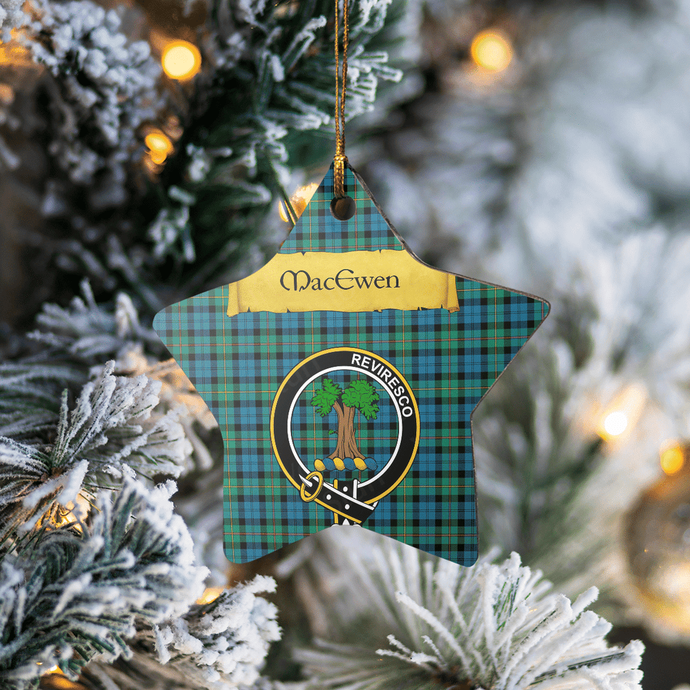 Clan MacEwen Ancient Tartan Crest Star Ceramic Ornament OH64 MacEwen Ancient Tartan Tartan Christmas