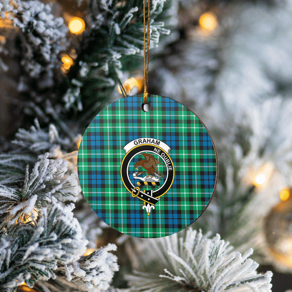 Clan Graham of Montrose Ancient Tartan Crest Round Ceramic Ornament US84 Graham of Montrose Ancient Tartan Tartan Christmas