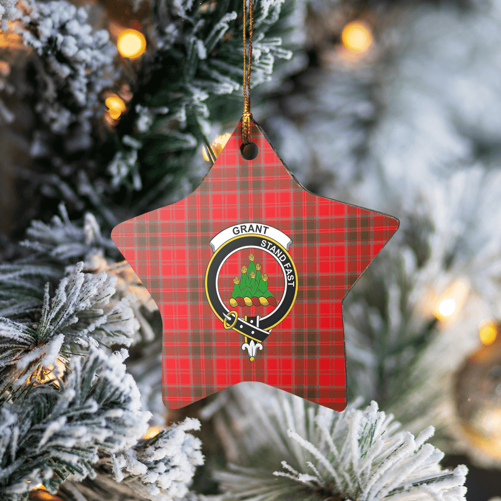 Clan Grant Weathered Tartan Crest Star Ceramic Ornament FG15 Grant Weathered Tartan Tartan Christmas