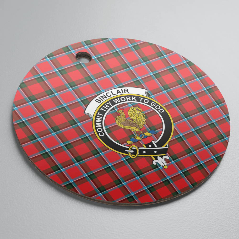 Clan Sinclair Modern Tartan Crest Round Ceramic Ornament TK72 Sinclair Modern Tartan Tartan Christmas
