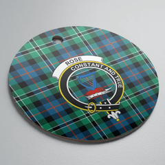 Clan Rose Hunting Ancient Tartan Crest Round Ceramic Ornament QL22 Rose Hunting Ancient Tartan Tartan Christmas