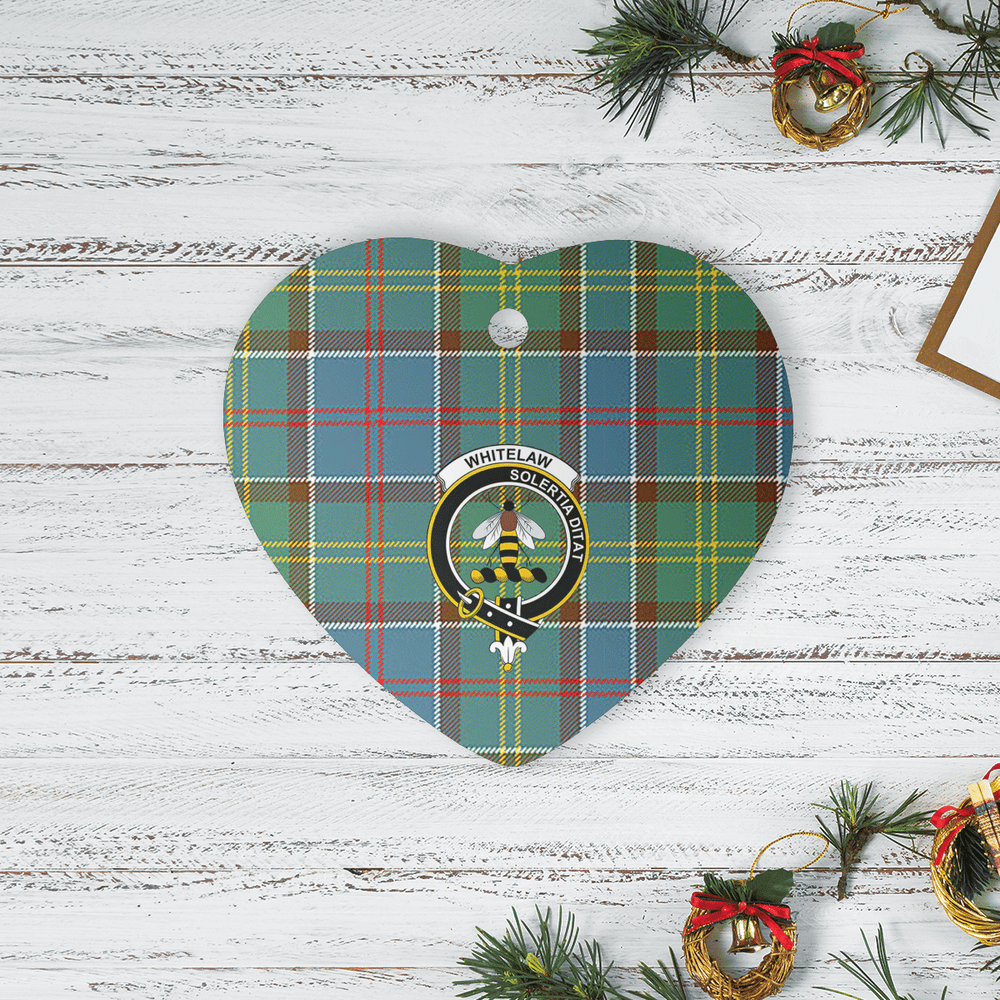Clan Whitelaw Tartan Crest Heart Ceramic Ornament SM74 Whitelaw Tartan Tartan Christmas