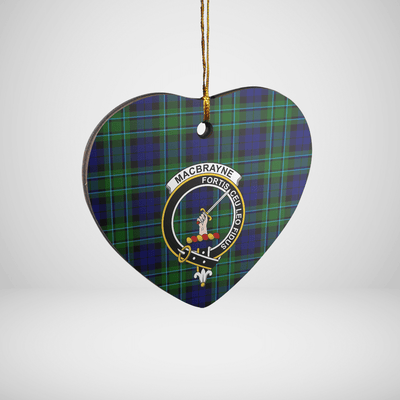 Clan MacCallum Modern Tartan Crest Heart Ceramic Ornament