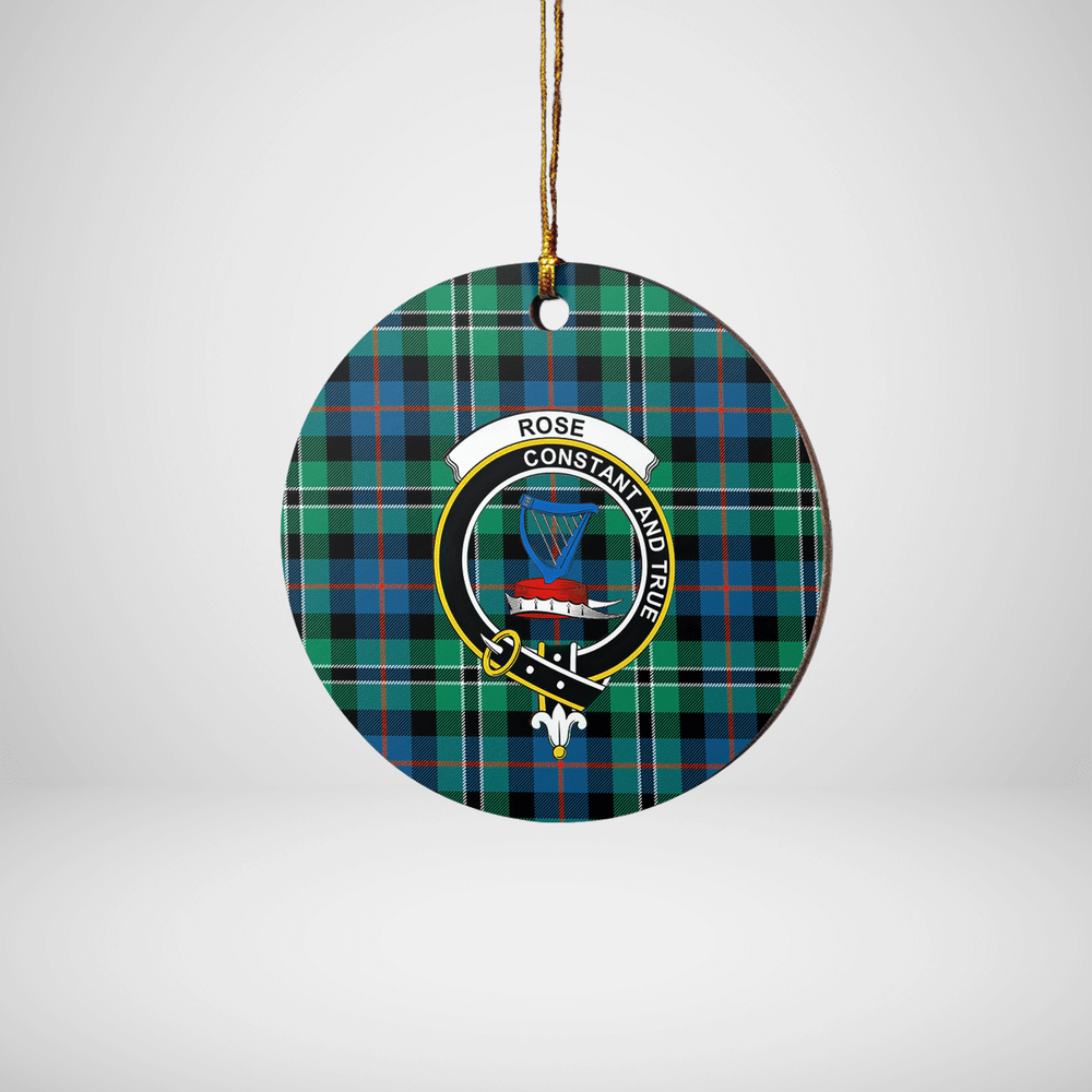 Clan Rose Hunting Ancient Tartan Crest Round Ceramic Ornament QL22 Rose Hunting Ancient Tartan Tartan Christmas