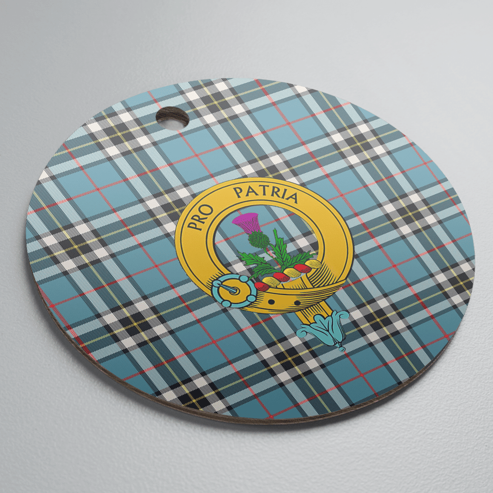 Clan Thomson Tartan Crest Round Ceramic Ornament CX38 Thomson Tartan Tartan Christmas