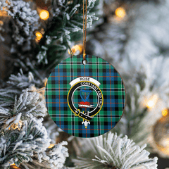 Clan Rose Hunting Ancient Tartan Crest Round Ceramic Ornament QL22 Rose Hunting Ancient Tartan Tartan Christmas