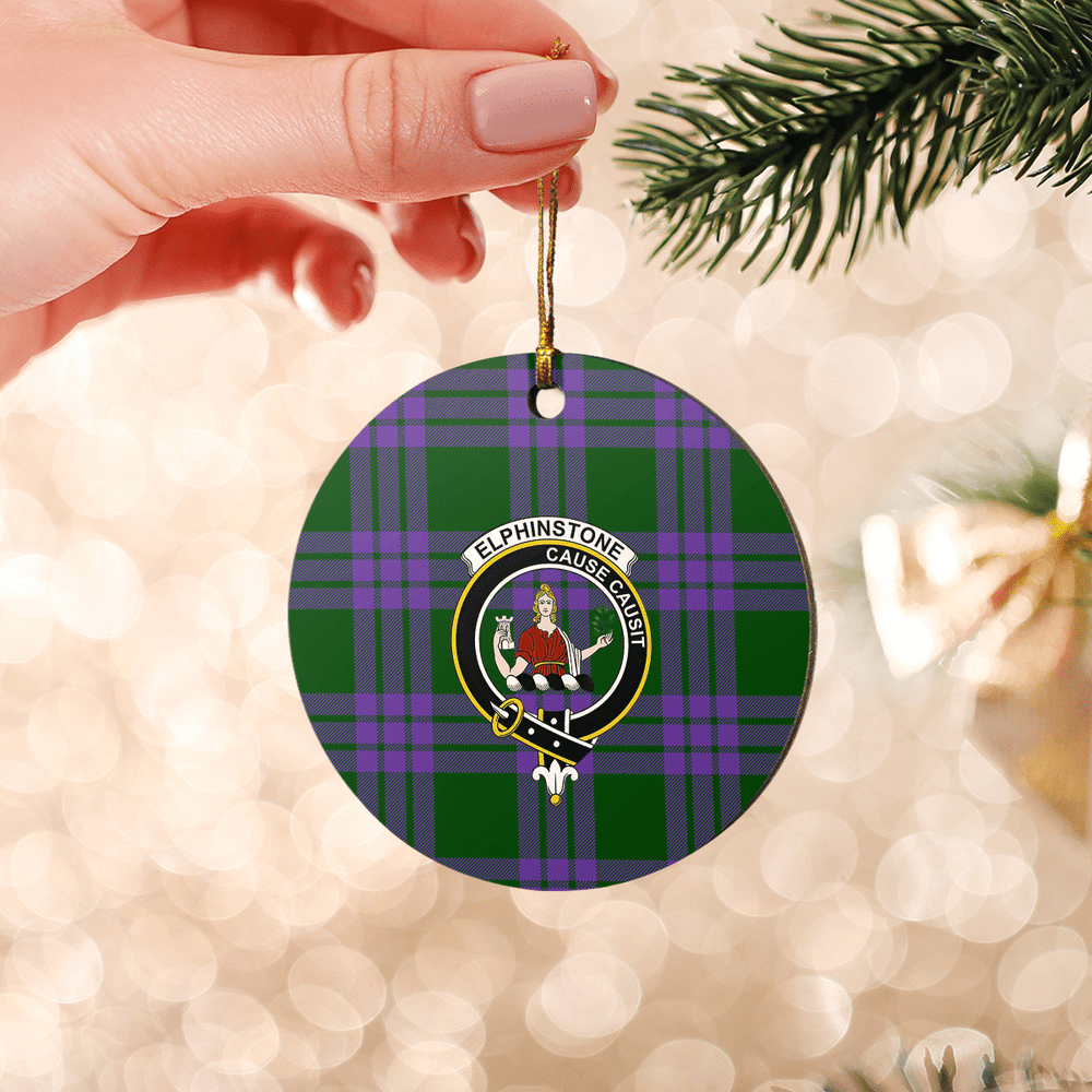Clan Elphinstone Tartan Crest Round Ceramic Ornament NW51 Elphinstone Tartan Tartan Christmas