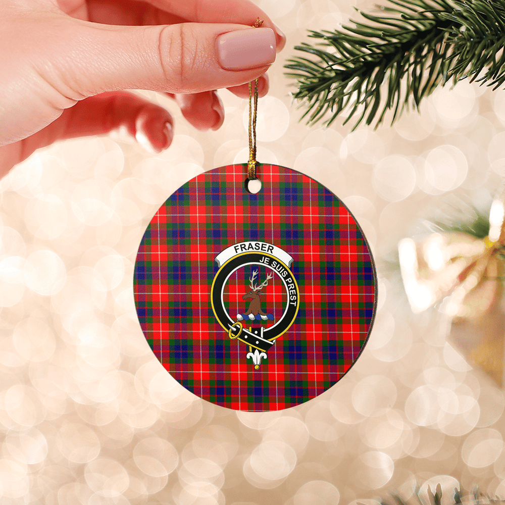 Clan Fraser Lovat Modern Tartan Crest Round Ceramic Ornament NO19 Fraser Lovat Modern Tartan Tartan Christmas
