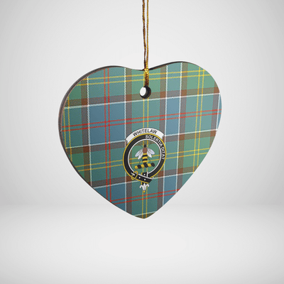 Clan Whitelaw Tartan Crest Heart Ceramic Ornament