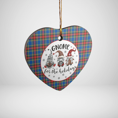 Clan MacBeth Modern Tartan Tartan Crest Gnome Heart Ceramic Ornament